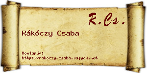 Rákóczy Csaba névjegykártya